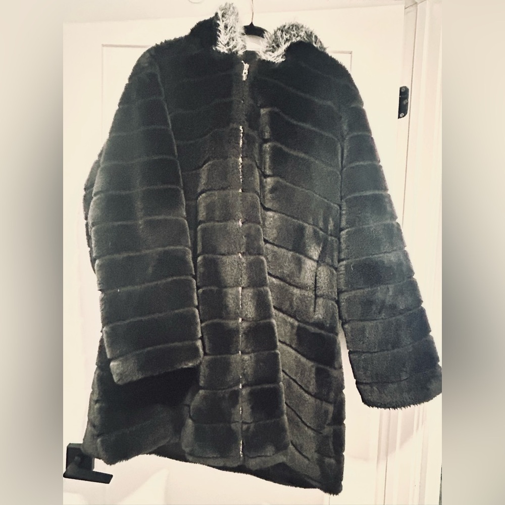 Oversize Black Faux Fur Coat